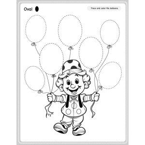 Prewriting oval shape practice worksheet